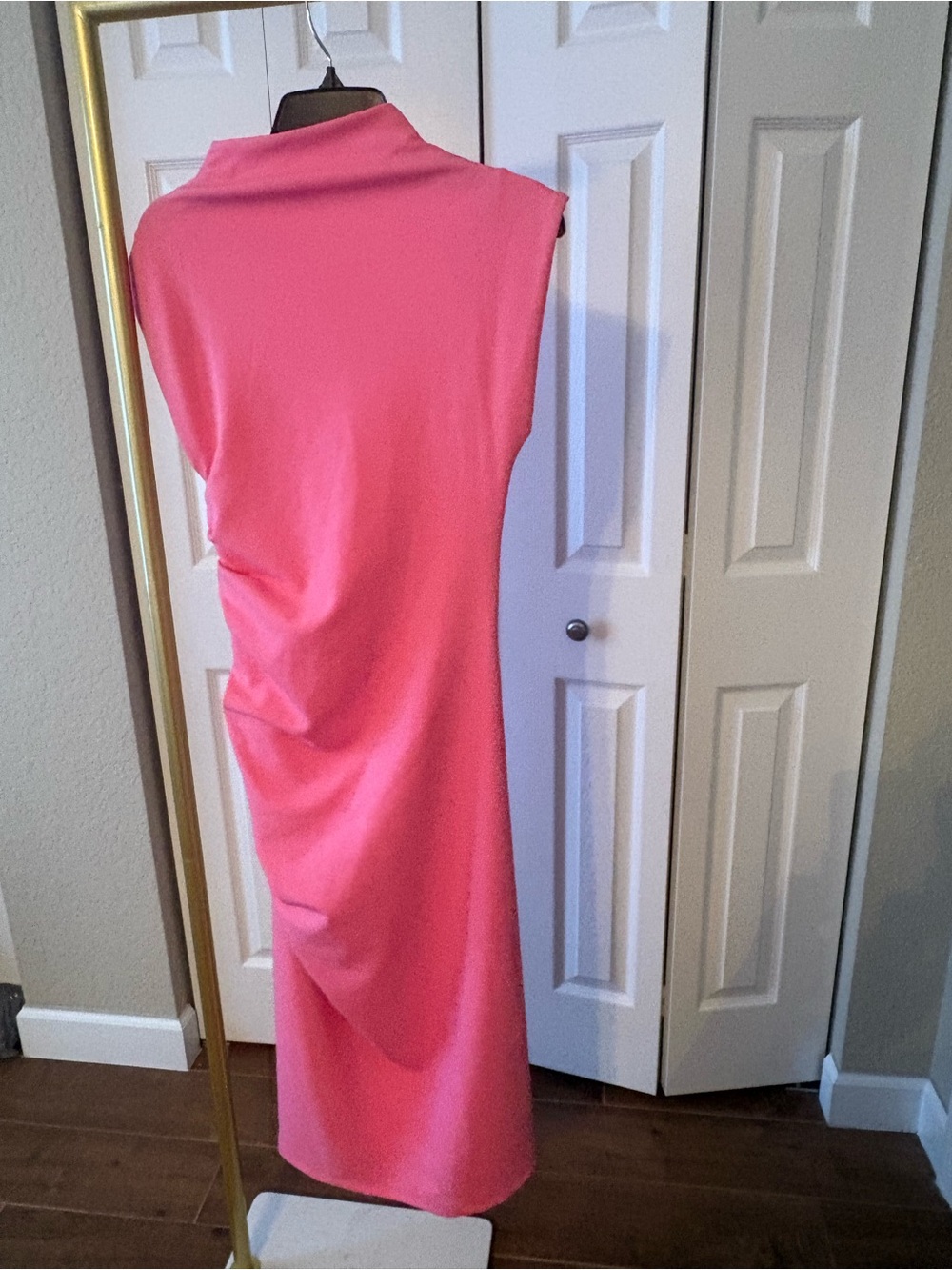 Anthropologie Midi Dress NWT Maya Ruched Hot Pink Sleeveless - Picture 2 of 6